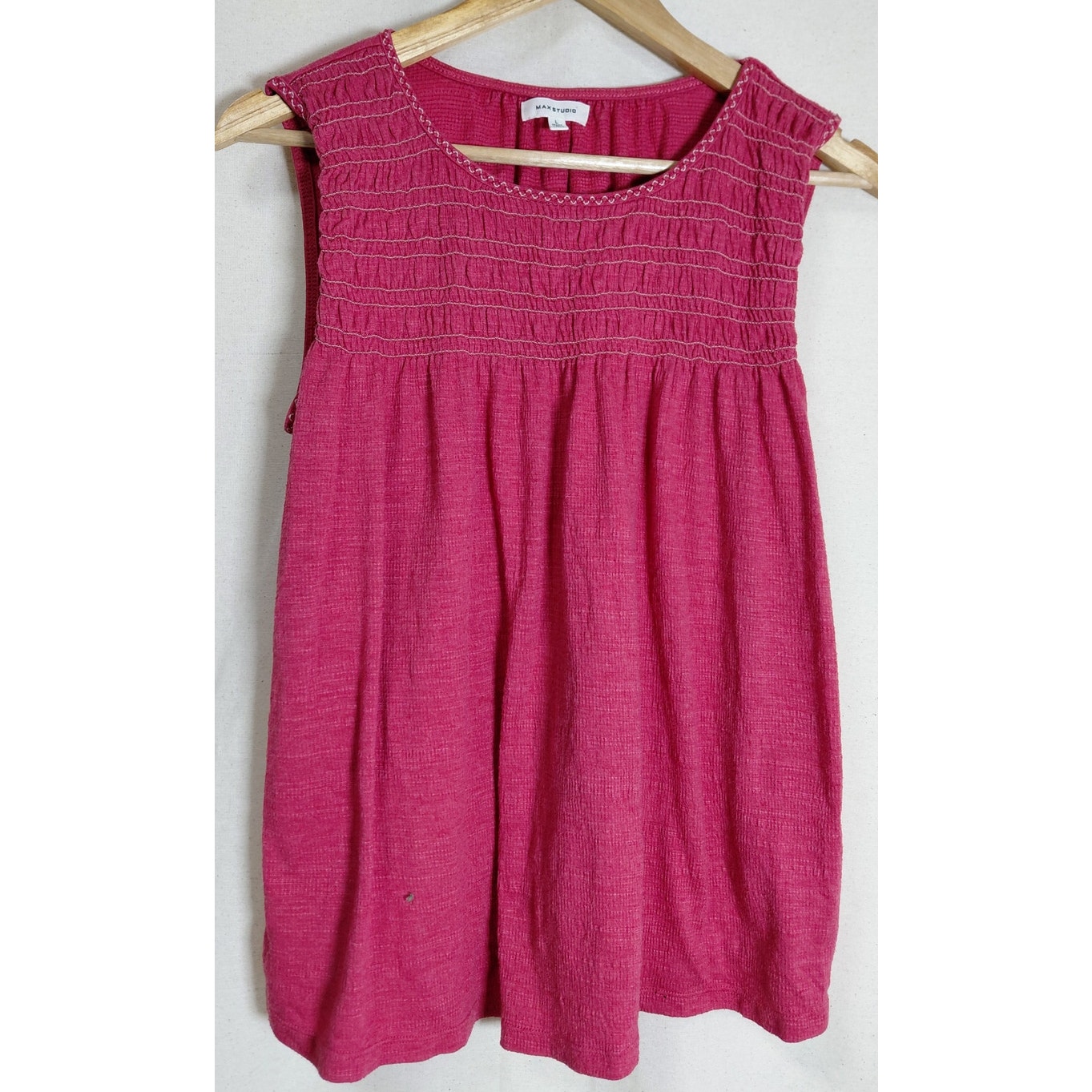 Max Studio Linen Pink Sleeveless Top Solid Knit Size L
